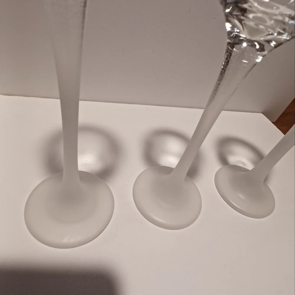 NWT Vintage PartyLite Iced Crystal Frosted Stem Votive Candle Holders - Set of 3 - Picture 4 of 6